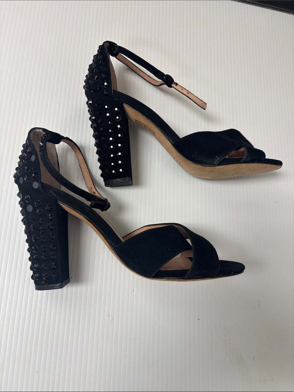 Dolce Vita Black Studded Suede Block Heel Sandals